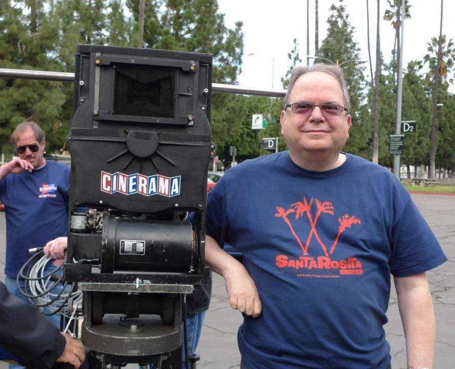 Michael Schlesinger next to a Cinerama camera outside