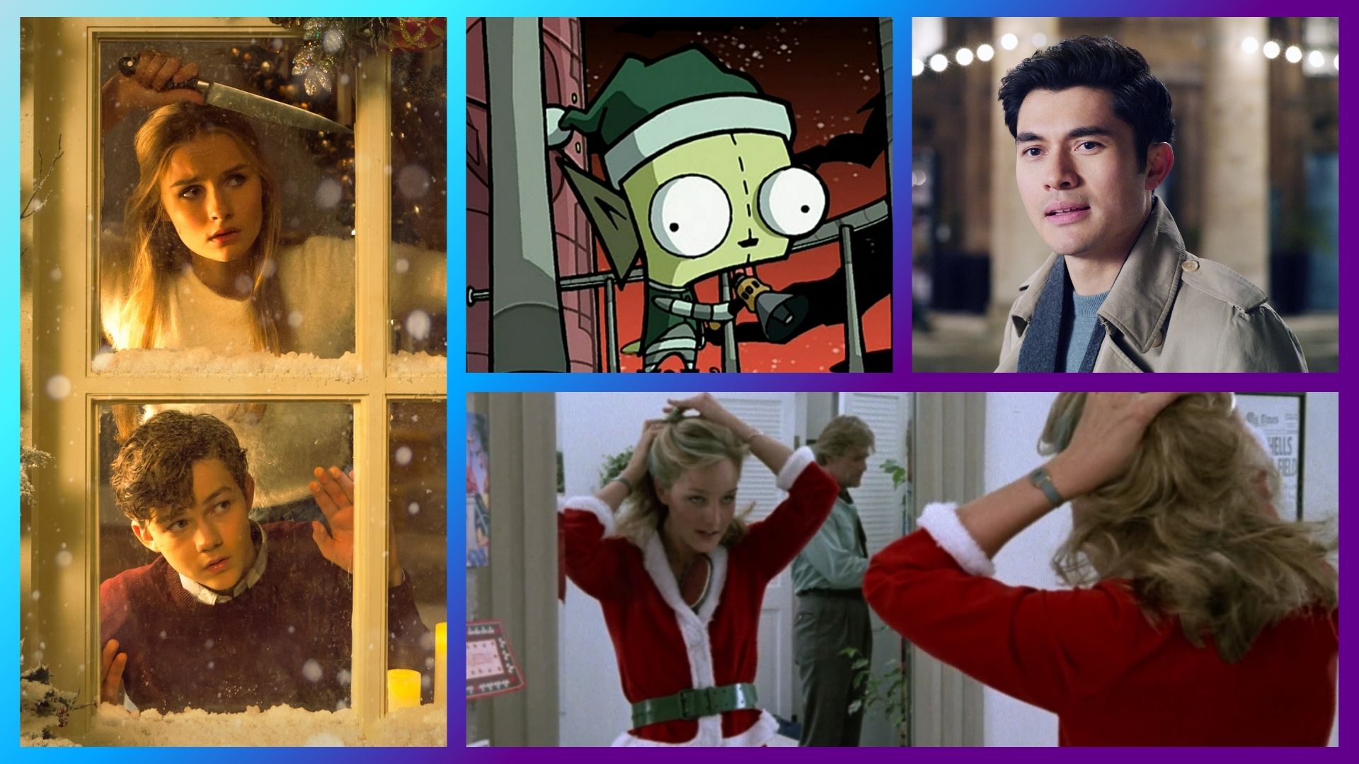 (Clockwise, left to right): "Better Watch Out," "Invader Zim: The Most Horrible X-Mas Ever," "Last Christmas," and "Trancers"