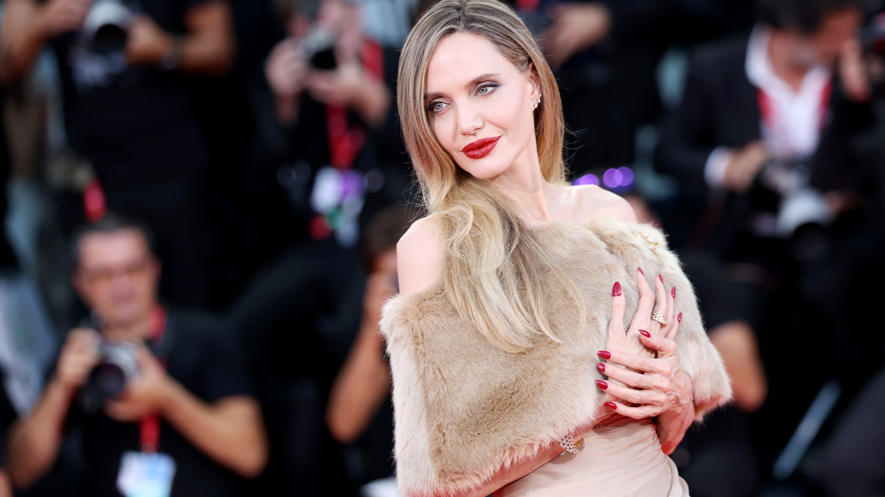 VENICE, ITALY - AUGUST 29: Angelina Jolie attends a red carpet for 'Maria' during the 81st Venice International Film Festival on August 29, 2024 in Venice, Italy. (Photo by Vittorio Zunino Celotto/Getty Images)