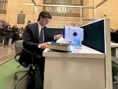 ‘Severance’ Cast Bring Lumon Industries Office To Life In Glass Box At Grand Central Station