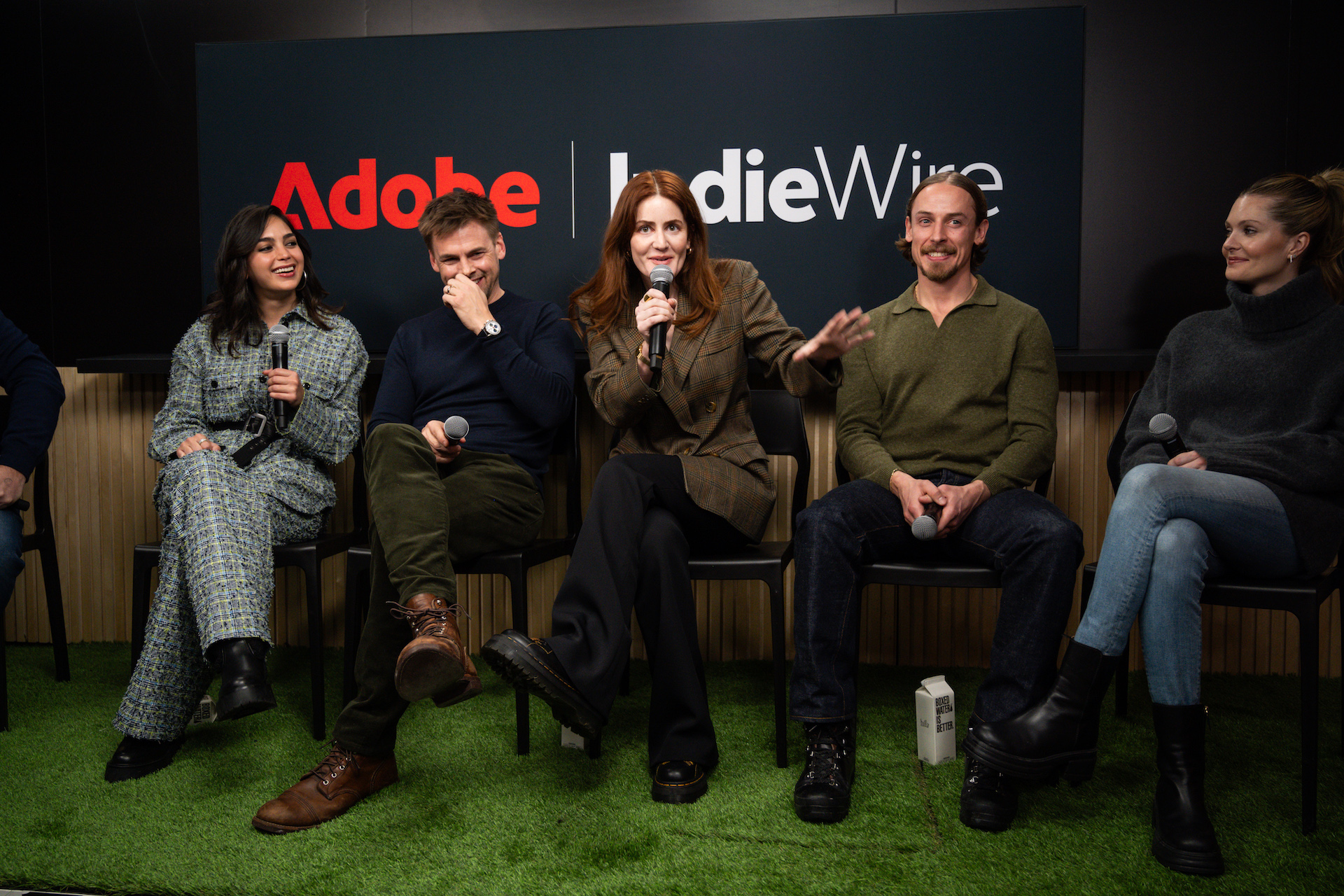 Melissa Barrera, Tommy Dewey, Kayla Foster, Edmund Donovan, and Meghann Fahy at IndieWire and Adobe Present Creator Collaborating in Filmmaking held on January 20, 2024 in Park City, Utah.