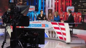 MSNBC - MARKETING -- "Presidential Debate Coverage BTS" 30 Rock, NYC -- Pictured: (l-r) -- (Photo by: Virginia Sherwood/MSNBC)