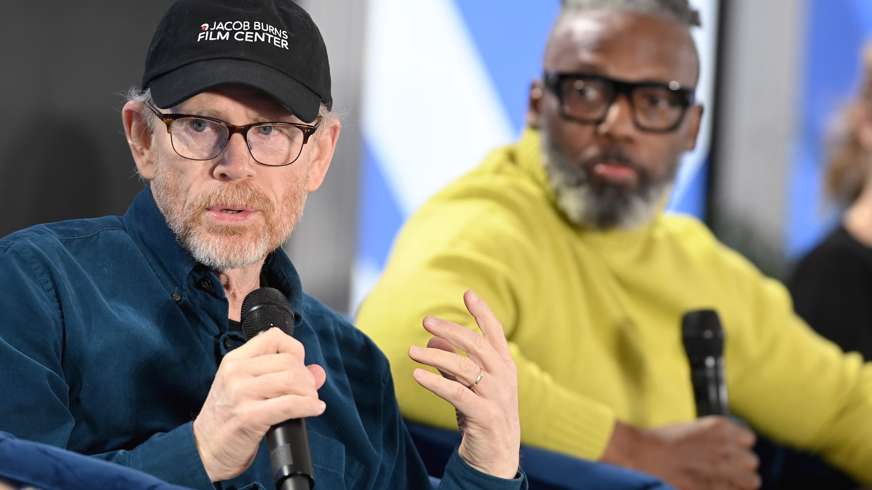 Ron Howard (Director / Producer) and James D. Wilcox (Editor) onstage at the 2022 IndieWire FYC Consider This Brunch  at the Citizen News on November 18th, 2022 in Hollywood, California.