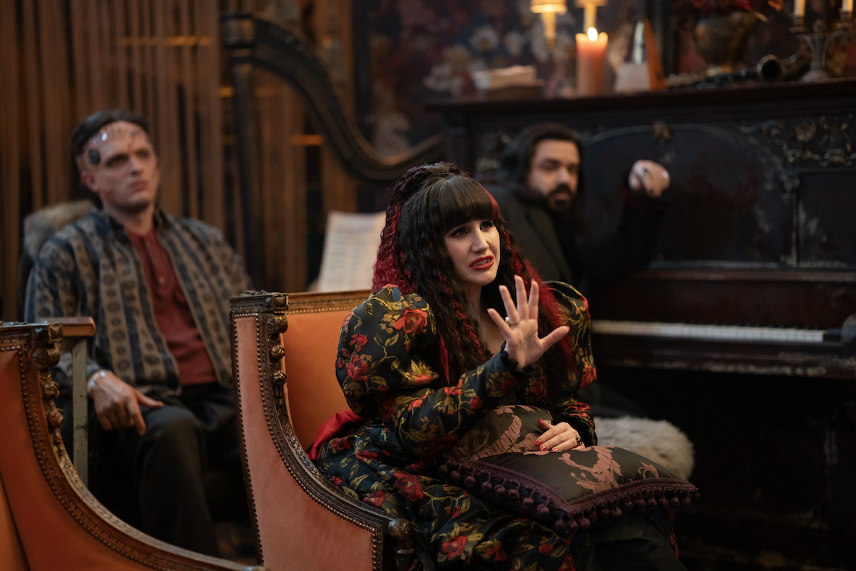 'WHAT WE DO IN THE SHADOWS' -- “The Finale” -- Season 6, Episode 11  Pictured (L-R): Andy Assaf as Monster, Natasia Demetriou as Nadja, Matt Berry as Laszlo.